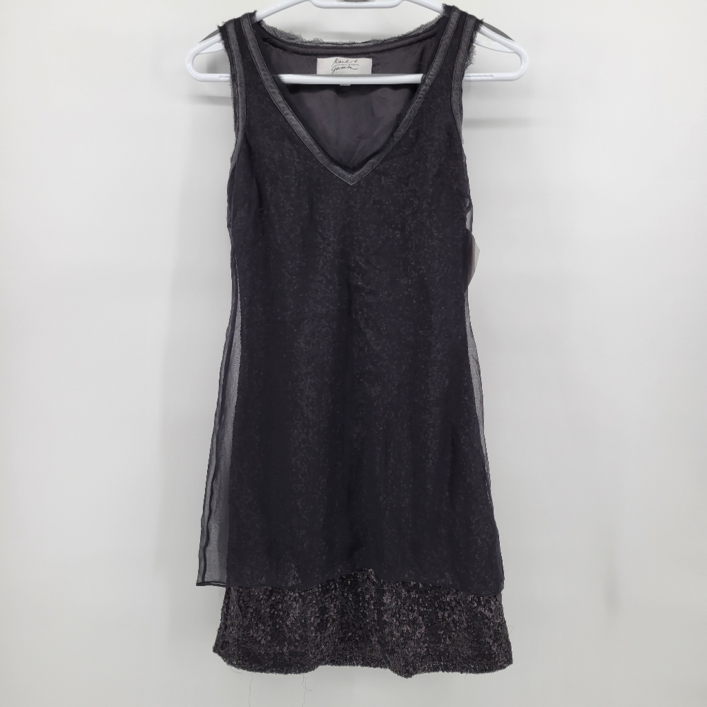 Badgley Mischka mark and James sequin mini dress black XS nwt